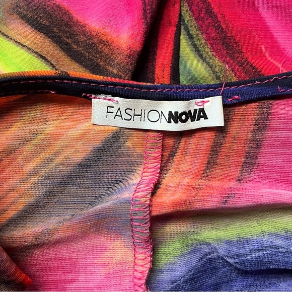 Fashion Nova ladies long sleeve vibrant colored bodycon dress size large - Picture 8 of 9